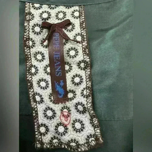 Pepe Jeans Y2K Emerald Green 100% Silk Cinched Waist Short Sleeve Dress Size S - Picture 5 of 8